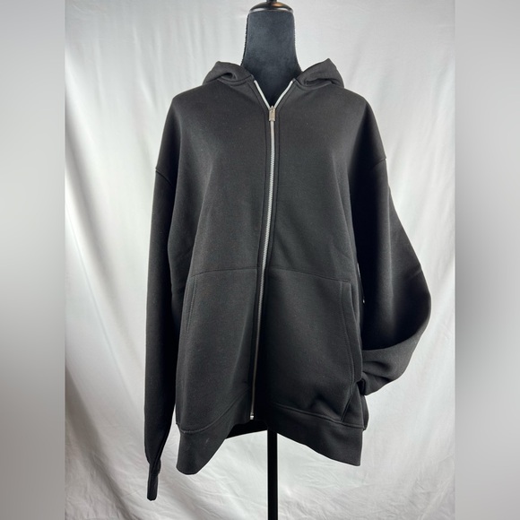 BoohooMAN Fleece Lined Black Zippered Hoodie - Picture 8 of 13